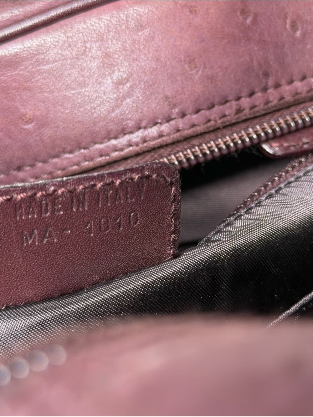 Christian Dior Vintage Ostrich Double Saddle Bowler Bag in Purple - Picture 14 of 14